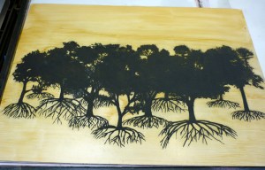 1304 forest collagraph