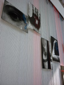 Yanna Soares - Loom of Neith - silk embroidery on etchings, cotton thread, wood