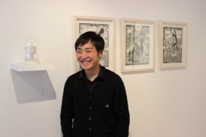 Takayuki Hara with his work