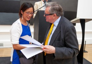 Wuon-Gean Ho receiving her prize for 'unending forest'