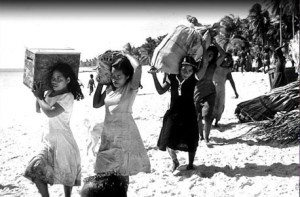 Bikini children leaving the island 1946